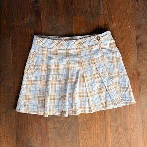 Urban Outfitters Blue and Tan Plaid Skater Skirt